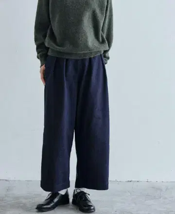 나카가와 마사시치 상점 면 울 데님 와이드 팬츠 인디고