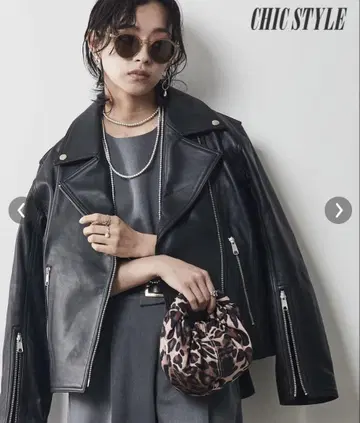 [ 빅 사이즈 4L ] CHIC STYLE 블랙 라이더 자켓