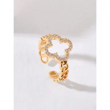 골드 클로버 모양 오픈 반지