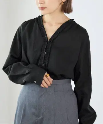 IENA 턱프릴 블라우스 블랙