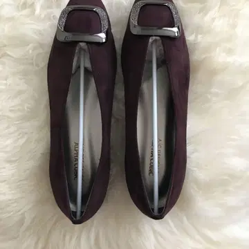 퍼플 스웨이드 플랫슈즈