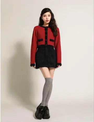 darich 컷 자카드 미니 스커트