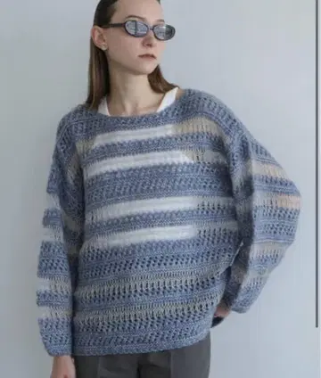 CLANE 클라네 SHEER BORDER MOHAIR KNIT