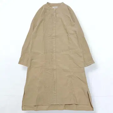 앤드 마이라 밴드 카라 아지메 핀턱 셔츠 원피스 베이지 S