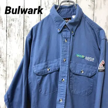 C2472 Bulwark 긴팔 셔츠 워크 셔츠 자수 와펜 블루