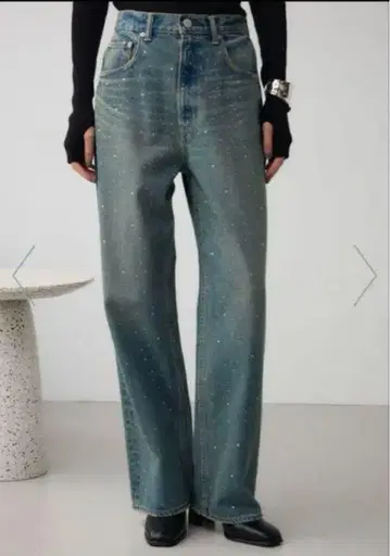 AZUL DENIM 큐빅 와이드 데님