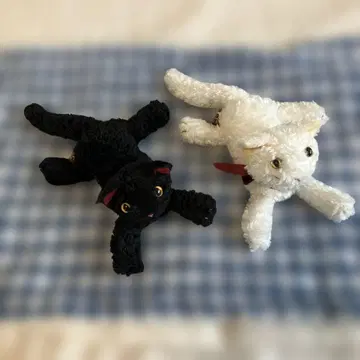 몽수유 고양이 봉제 인형 (화이트, 블랙) 2체 중고
