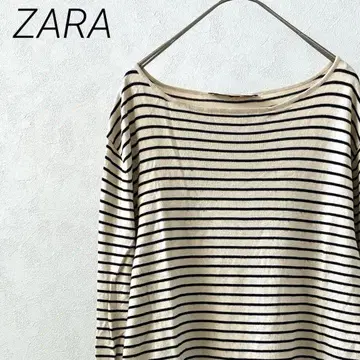 ZARA 티셔츠 보트넥 보더 사이드 슬릿 심플 얇은 소재