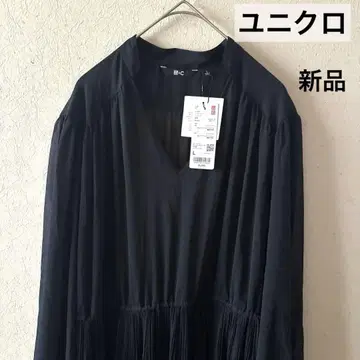 새상품 [ 유니클로 UNIQLO ] 네이비 긴팔 비침 원피스 이너 포함