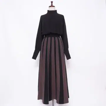 새상품급 라그나문 니트 롱 원피스 플레어 블랙 사이즈 M*GD415