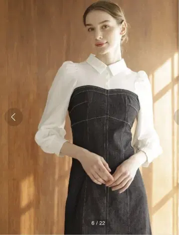 미사용 새상품 앙데팡당 데님 원피스 라이크 요크 절개 셔츠 원피스