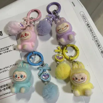 LABUBU 러브러브 캐릭터 키링 4개 세트