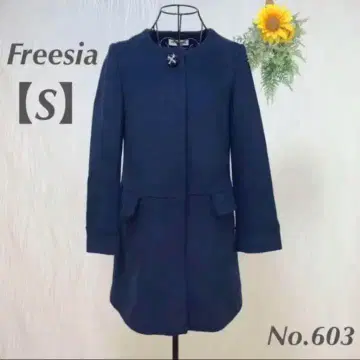 프리지아 Freesia 노카라 코트 롱 코트 S 네이비 울