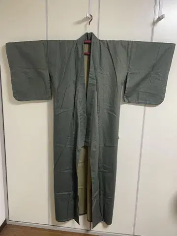 올리브 그린 심플 데님 기모노 오쓰카 고후쿠텐