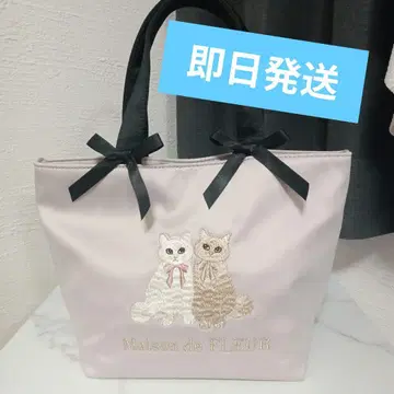 Maison de FLEUR 고양이 자수 토트백