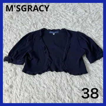 MSGRACY 엠즈 그레이시 리본 숏 가디건 네이비
