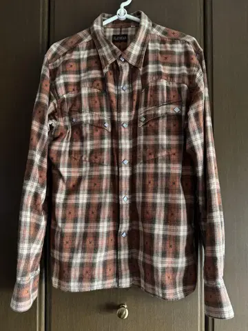 FLAT HEAD 브라운 계열 체크 웨스턴 플란넬 셔츠 38 새상품급