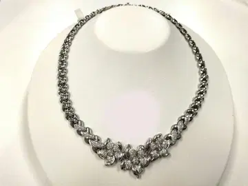 플라티나 다이아몬드 꽃 모양 목걸이 고급 파티용 총 2.4ct