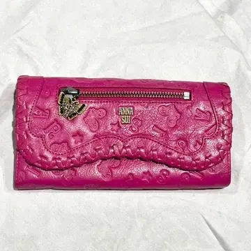 ANNA SUI 베로니카 장지갑 가죽 엠보싱 핑크 새상품급