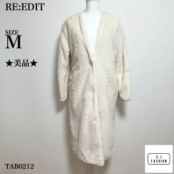 Re:EDIT 인조 모피 롱 코트 크림색