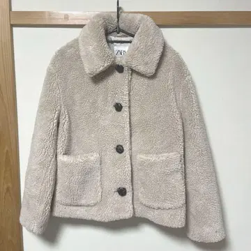 새상품급 ZARA 보아 자켓 XS 베이지 자라