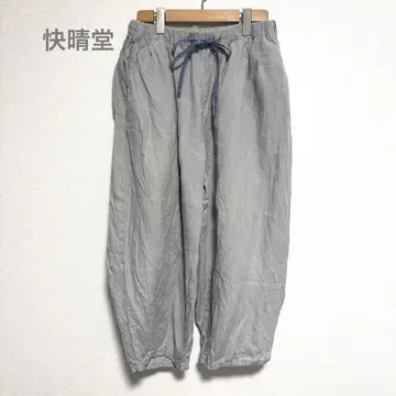 카이세이도 팬츠 복슬복슬 턱 팬츠 허리밴딩 퍼플 린넨