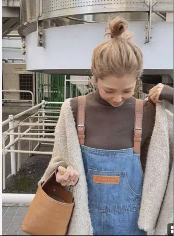 에코 가죽 루프&스트랩 데님 살로펫 데님 오버롤 L