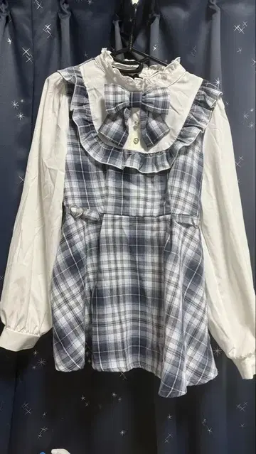 majoretty 체크 무늬 프릴 셋업