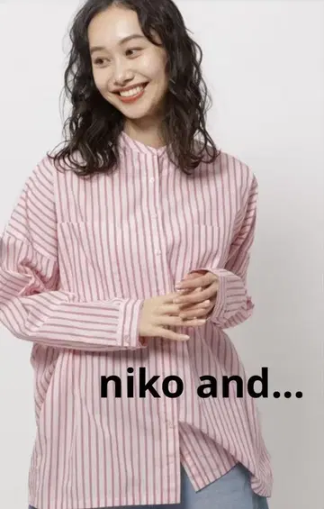 새상품급 niko and - 머서 돌먼 밴딩 셔츠 핑크 빅