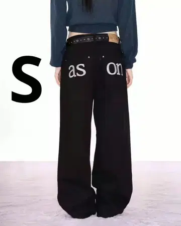 ason ason 블랙 스트레이트 데님 팬츠