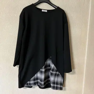 비대칭 블랙 긴팔 튜닉