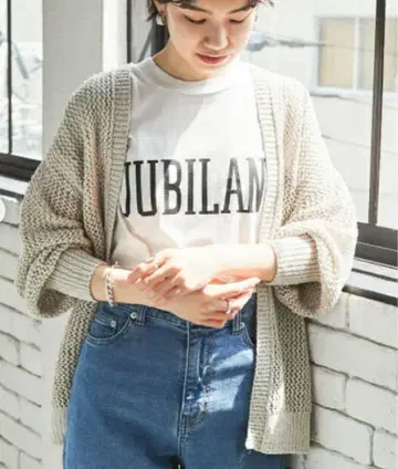 [ 미사용 새상품 ] 어반 리서치 시스루 패턴 가운 가디건 아이보리
