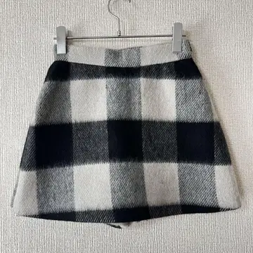 Sheller / 울 혼방 블랙과 화이트 체크 레이어드 큐롯