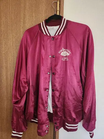 AUBURN SPORTSWEAR 버건디 새틴 자켓 L