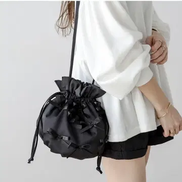 [ 완판템 ] 라지엠 복조리백 숄더백 리본 블랙