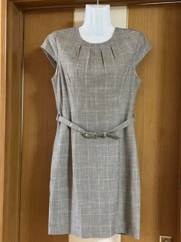 H&M 그레이 계열 체크 반팔 무릎 기장 원피스 M 미사용 새상품