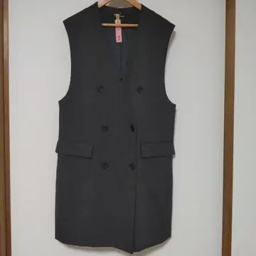 [저널 스탠다드] 다크 그레이 더블 버튼 슬리브리스 베스트