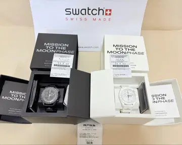SWATCH 스누피 미션 투 더 문페이즈 화이트 블랙