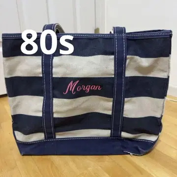80s L.L.Bean 토트백 스트라이프 베이지 네이비
