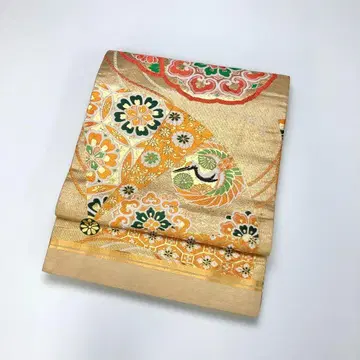 마루오비 부채에 학 및 꽃무늬 금실 KO-1346