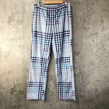 Y6019 구제 의류 체크 팬츠 파자마 팬츠 스카이블루 네이비 파랑 핑크