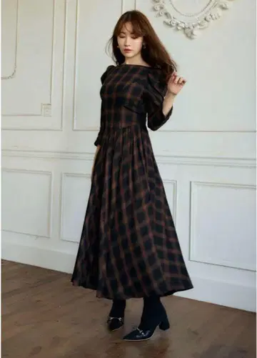Roanne Over Check Dress M