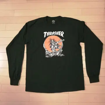 THRASHER 롱 슬리브 T셔츠 다크 그린 L 사이즈