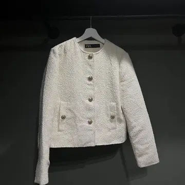 ZARA 아이보리 노카라 자켓 M