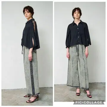 길이 포장했습니다! 하자품! 그레이스 콘티넨탈 데님 와이드 이지 팬츠