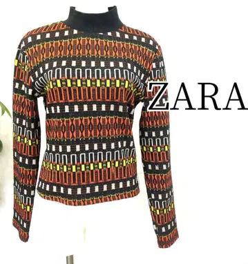 ZARA 자라 터틀넥 티셔츠 에스닉 패턴 Y2K