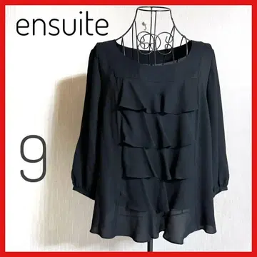 새상품급 ensuite 블랙 프릴 디자인 긴팔 셔츠 9 블라우스