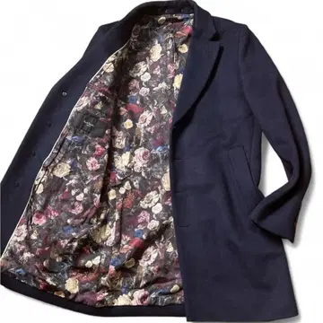 컨디션 최상 현행 폴스미스 전체 꽃무늬 체스터 코트 다크 네이비