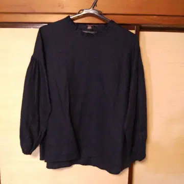 린넨 100% 블랙 핸드메이드 긴팔 블라우스