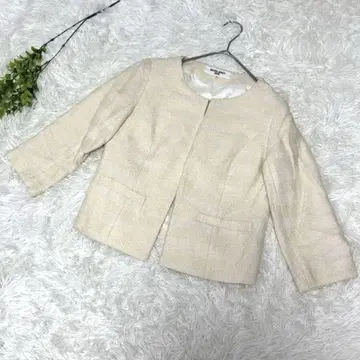 내추럴 뷰티 베이직 [ S ] 노카라 자켓 보더 베이지